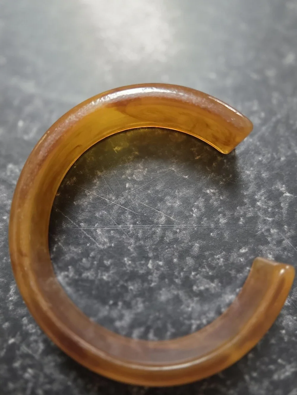 Vintage Bakelite Amber Butterscotch Wide Cuff Bracelet 2.5” Diameter